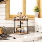 2-Tier Rotating Spice Rack Organizer in Rustic Brown