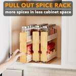 Bamboo Pull Out Spice Rack Organizer with 3 Drawers