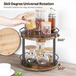 2-Tier Rotating Spice Rack Organizer in Rustic Brown