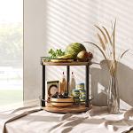 2-Tier Rotating Spice Rack Organizer in Rustic Brown