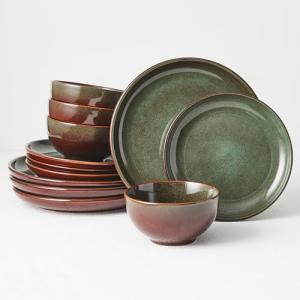 Pokini Stoneware Dinnerware Set for 4, 12 pcs