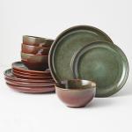 Pokini Stoneware Dinnerware Set for 4, 12 pcs
