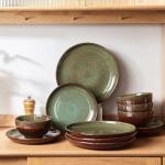 Pokini Stoneware Dinnerware Set for 4, 12 pcs