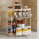 LAMU 2 Tier Rotating Spice Rack Organizer