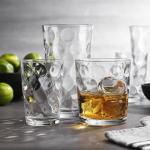 Home Essentials & Beyond Glassware Set 18 Piece Mixed Drinkware Set. 6 Highball Tumblers-17 oz., 6 Rock Whiskey-13 oz., and 6 Juice-7 oz. All Size Glass Cups Drinking Glasses. (Design on Inner Glass)