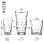 Home Essentials & Beyond Glassware Set 18 Piece Mixed Drinkware Set. 6 Highball Tumblers-17 oz., 6 Rock Whiskey-13 oz., and 6 Juice-7 oz. All Size Glass Cups Drinking Glasses. (Design on Inner Glass)