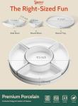 Sweese Porcelain Divided Serving Dishes, Relish Tray, Serving Bowls for Parties - Perfect for Chips and Dip, Veggies, Candy and Snacks, White