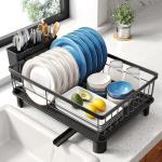 Compact Stainless Steel Dish Drying Rack with Holder