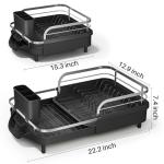 Expandable Black Dish Drying Rack with Utensil Holder
