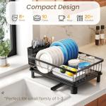 Compact Stainless Steel Dish Drying Rack with Holder