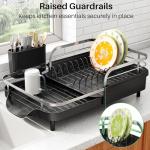 Expandable Black Dish Drying Rack with Utensil Holder