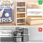 4 Tier Stackable Plastic Storage Bins with Wheels