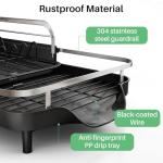 Expandable Black Dish Drying Rack with Utensil Holder