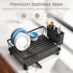 Compact Stainless Steel Dish Drying Rack with Holder