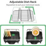 Expandable Black Dish Drying Rack with Utensil Holder