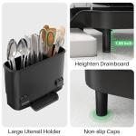 Expandable Black Dish Drying Rack with Utensil Holder