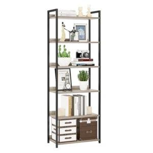 NUMENN 6-Tier Free Standing Bookshelf in Grey