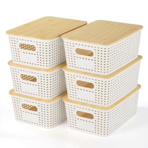 Stylish Stackable Plastic Storage Baskets with Lids