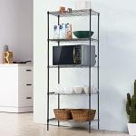 Adjustable 5-Tier Heavy-Duty Wire Shelf - Black