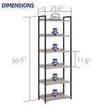 NUMENN 6-Tier Free Standing Bookshelf in Grey