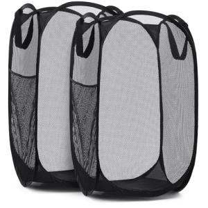 Collapsible Mesh Laundry Hamper with Side Pocket
