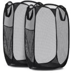 Collapsible Mesh Laundry Hamper with Side Pocket