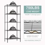 Adjustable 5-Tier Heavy-Duty Wire Shelf - Black