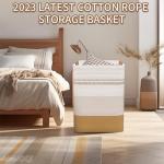 Large Cotton Rope Laundry Hamper with Leather Handles