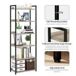 NUMENN 6-Tier Free Standing Bookshelf in Grey