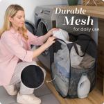 Collapsible Mesh Laundry Hamper with Side Pocket
