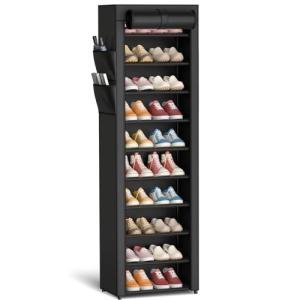 Kitsure 10-Tier Shoe Rack with Dust Cover