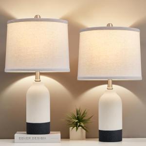 Set of 2 Modern Ceramic Bedside Table Lamps
