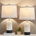 Set of 2 Modern Ceramic Bedside Table Lamps