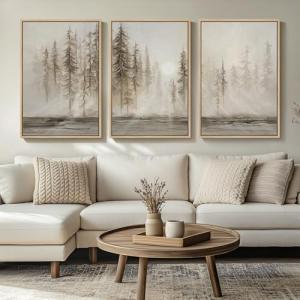 Large 3-Piece Abstract Pastel Forest Wall Art