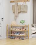 Kitsure Stackable Bamboo Shoe Rack Organizer