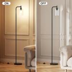 Black Industrial Floor Lamp with Glass Shade