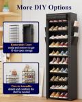 Kitsure 10-Tier Shoe Rack with Dust Cover