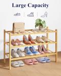 Kitsure Stackable Bamboo Shoe Rack Organizer