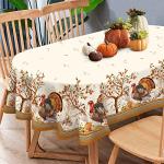 Thanksgiving Turkey Pumpkin Waterproof Tablecloth 54 x 72