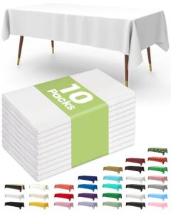 White Disposable Tablecloths 10 Pack for Events