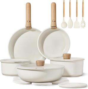 19-Piece Non-Stick Cookware Set with Detachable Handles