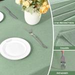 Sage Green Waterproof Linen Tablecloth for Rectangles