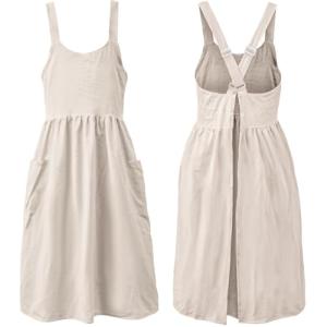 Uaussi Cross Back Cotton Linen Apron with Pockets