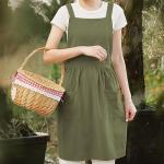 Olive Green Cotton Linen Pinafore Apron Dress