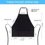Adjustable Black Cotton Bib Aprons - 2 Pack