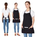 Adjustable Black Cotton Bib Aprons - 2 Pack