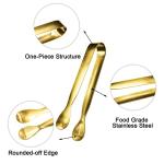 JCREN 12 Pcs Serving Tongs, Small Serving Utensils for Parties Catering Gold Tongs, Food-Grade 304 Stainless Steel Mini Appetizer Tongs for Tea Party Coffee Bar, 4 Inches - Gold
