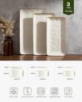 Famiware Rectangular Serving Platter Set, Vanilla White