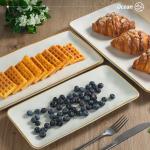 Famiware Rectangular Serving Platter Set, Vanilla White