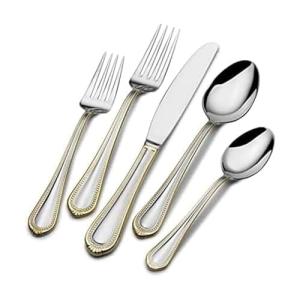 Mikasa Gold Accent Regent Bead Flatware Set for 12